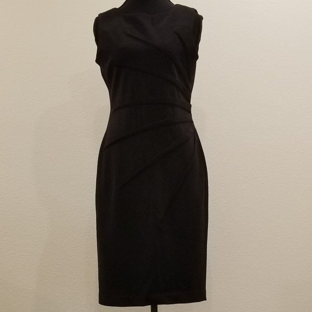 Marc New York Womens Sz 4‎ Black Sleeveless Sheath Sunburst Dress Business Party